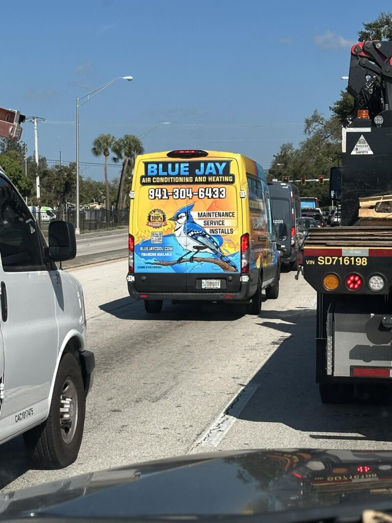 blue jay air conditioning and heating on the road to a customers house in bradenton florida